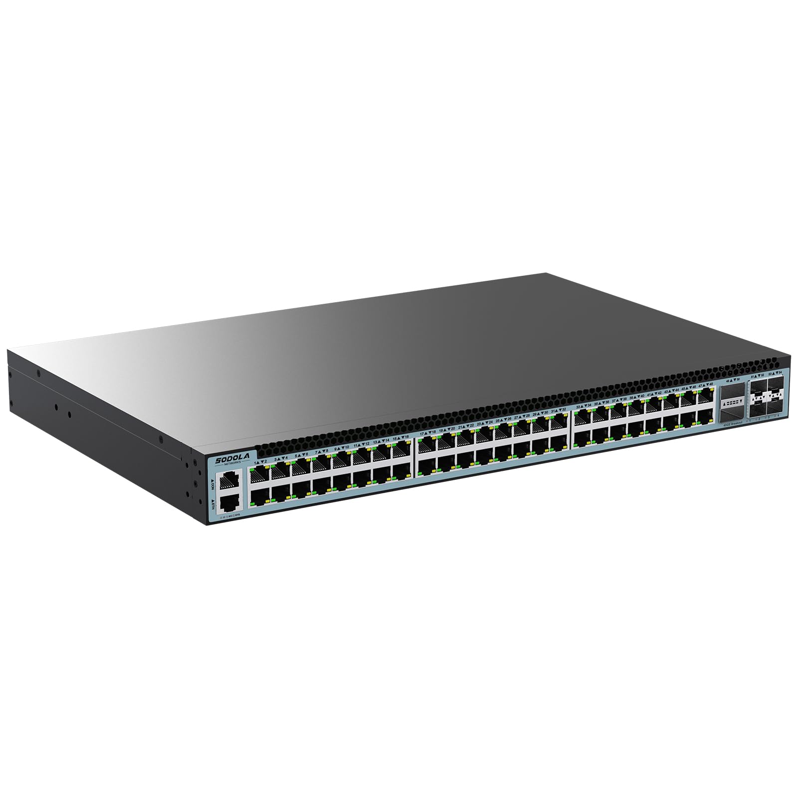 SODOLA 48 Port 2.5GbE Switch,L3 Managed e-Sports Mega-Switch with 4 x 40 QSFP+,4 x 25G SFP28,MLAG/Overlay/SDN, 96W, Multi-Gig Smart Web Managed Switch