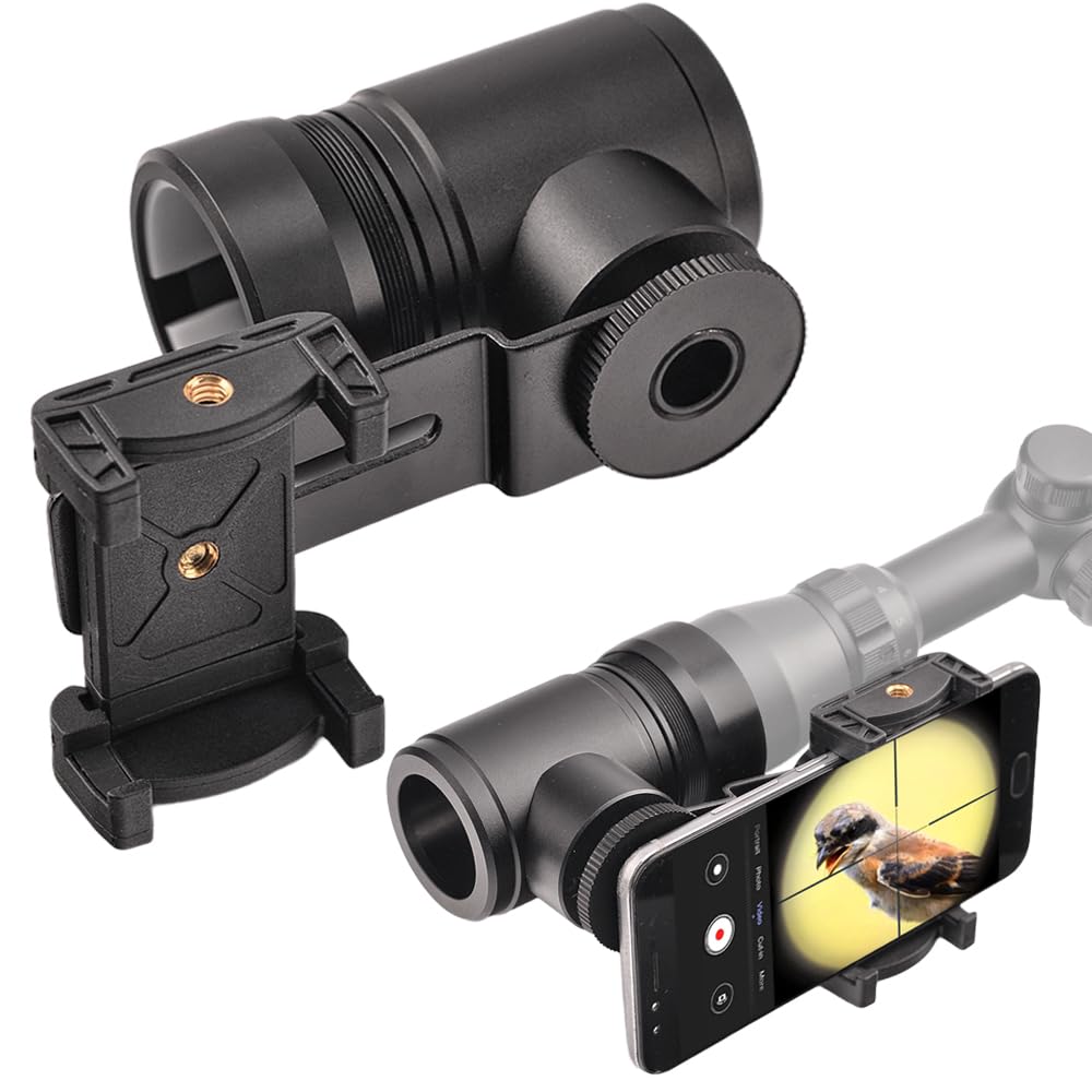Starboosa Rifle Scope Mount Camera Adapter - All-Aluminum Smartphone Camera Adapter for Hunting & Birding with Dual Viewing Angles - Enhanced Secure Nylon Ring Clamp Design