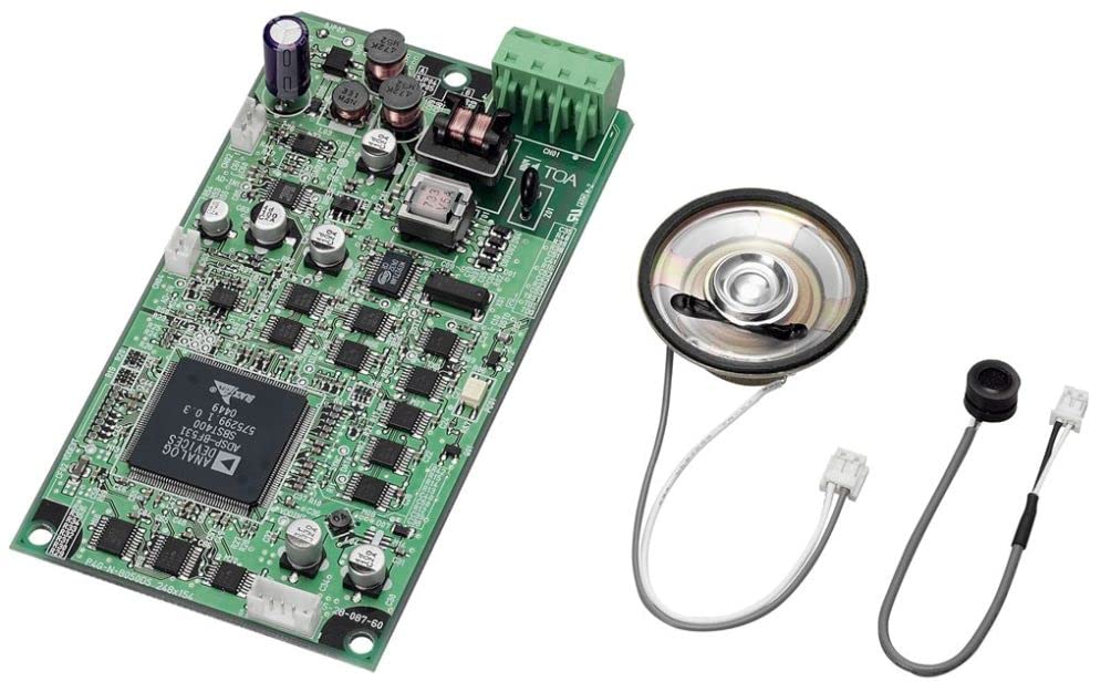 TOA N-8050SB Hands-Free Substation PCB Board Unit, Speaker and Microphone Included, Control Output (Open Collector), Call Switch Input, LED Status Indicator Output