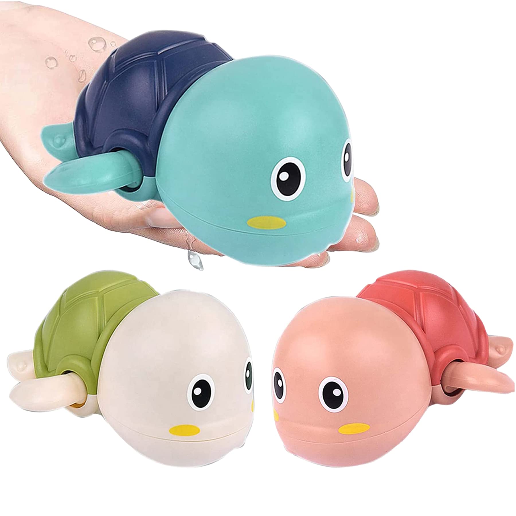 WISHKEY Pack of 2 Swimming Turtle Bath Toy for Babies, Floating Toys for Kids Tub, Cute Bathing Toys for Toddlers, Bathtub Toys for Baby Boys & Girls, Bathing Toys for Baby for 0-3 Years (Multicolor)