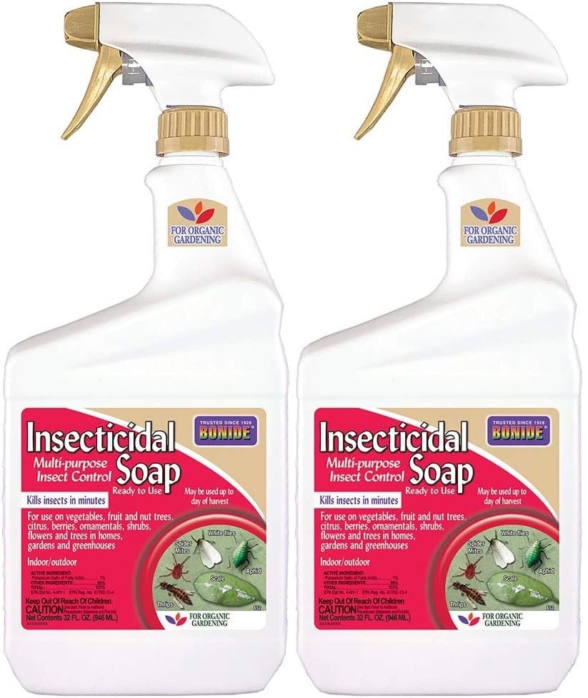Bonide Insecticidal Soap, 32 oz Ready-to-Use Spray Multi-Purpose Insect Control for Organic Gardening Indoor and Outdoor- Pack of 2