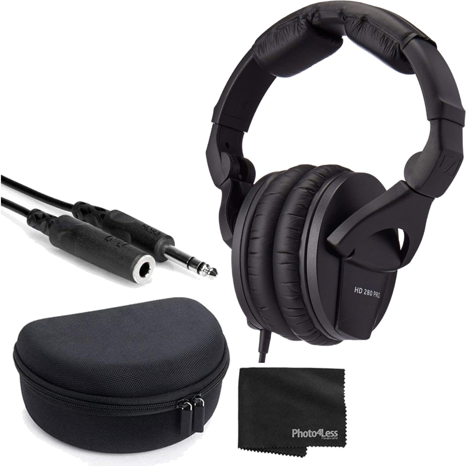 Sennheiser Professional HD280PRO Over-Ear Monitoring Headphone, Black Bundle with Headphone Case for Sennheiser HD 280 Pro and Extension Cable