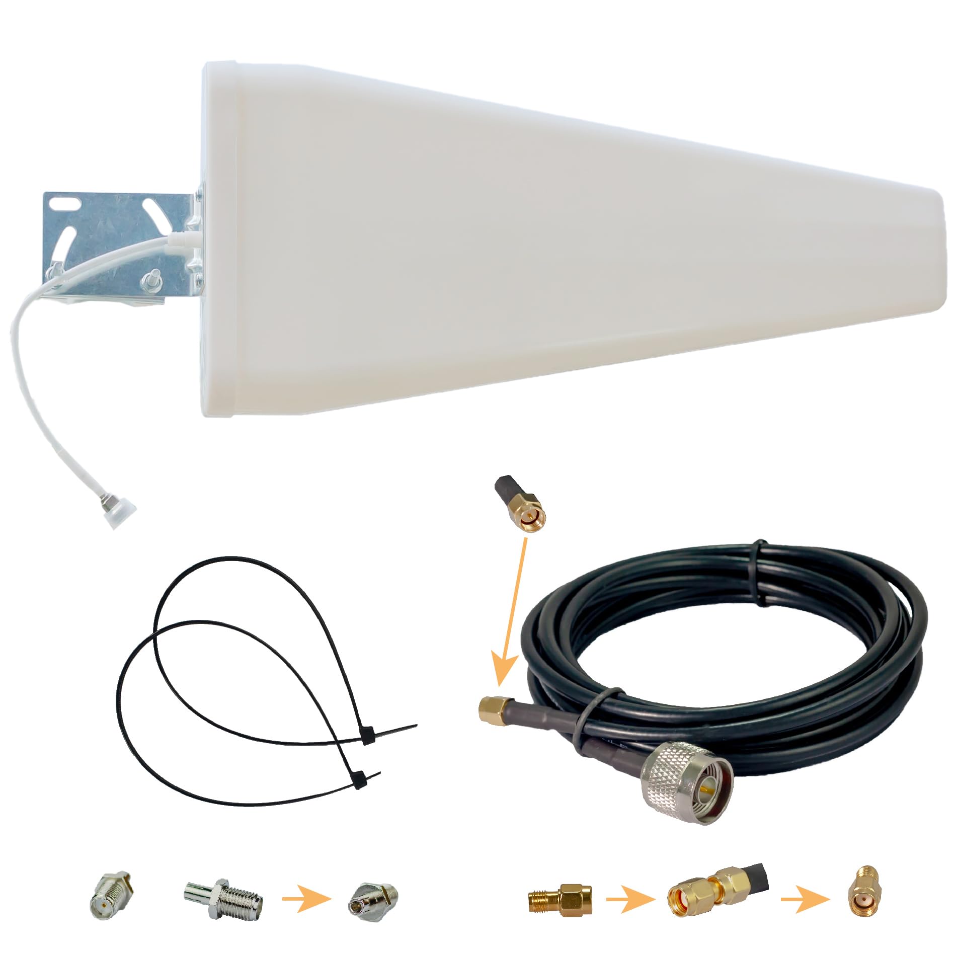 12dBi Log Periodic External Antenna 5G/4G LTE 700-3700MHz Antenna for T-Mobile, Verizon, and Cellular Networks | 10ft Cable SMA/RP-SMA/TS9 | Ideal for Internet and Cell Phone Signal Boosting