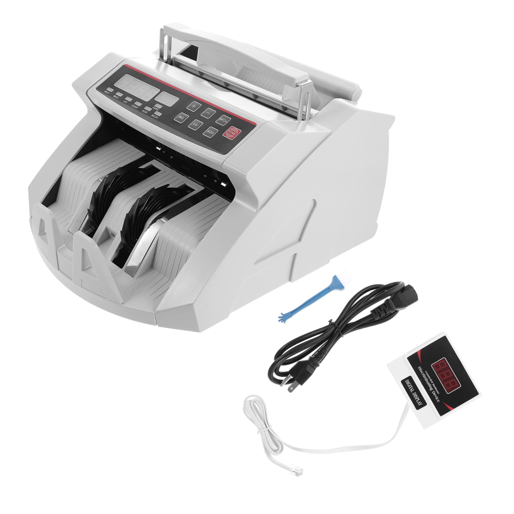 AUTSUPPL Money Counter Cash Register Currency Detector Money Counting Machine Money Value Counter and Sorter Bill Counter Counterfeit Detector Money Detector Bank Checker White Plastic