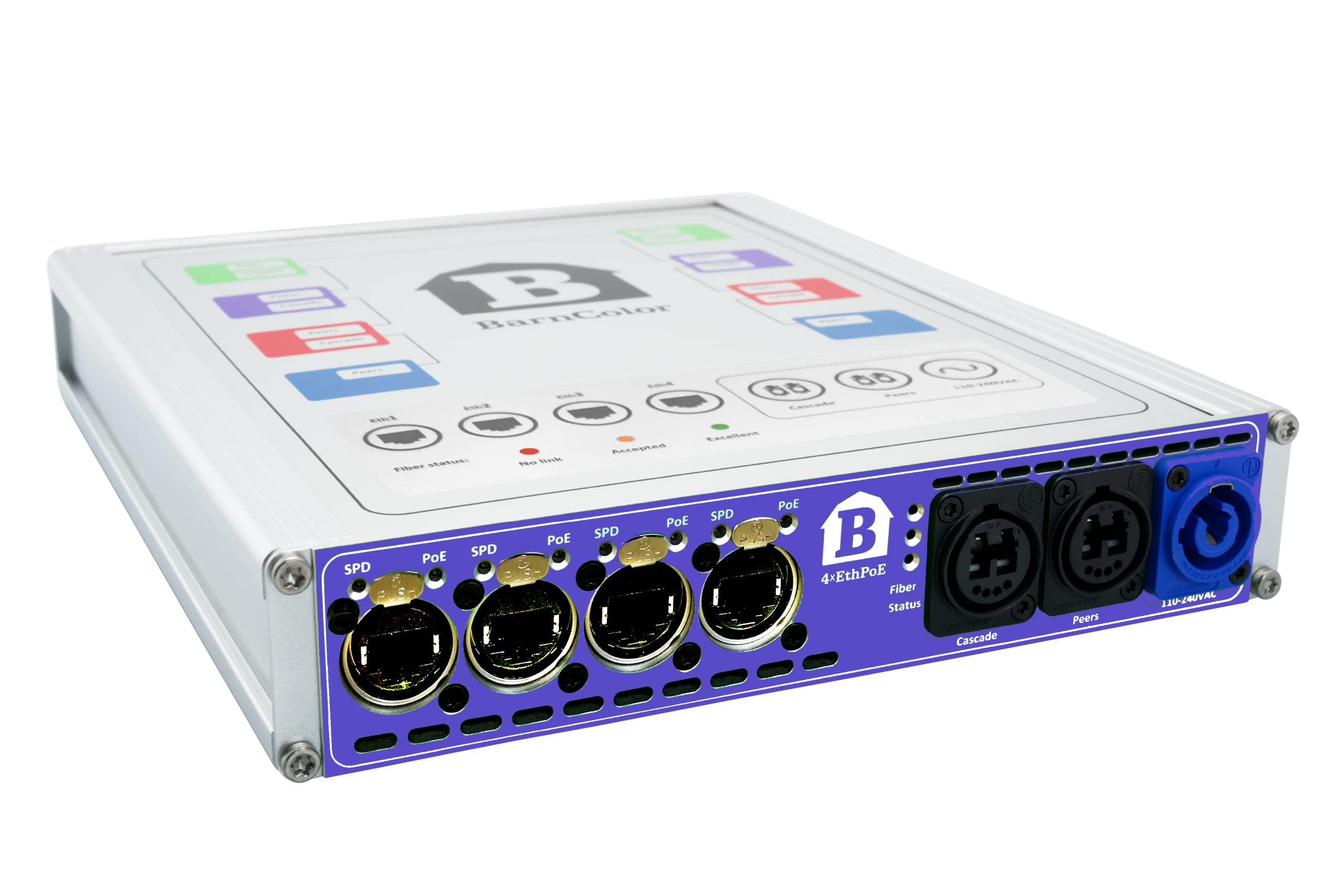 BARNCOLOR 4 x Ethernet; Color Purple (1370, 1390, 1410, 1430). Power Cable NOT Included; Order BC-PowerCable-US for USA Operation.