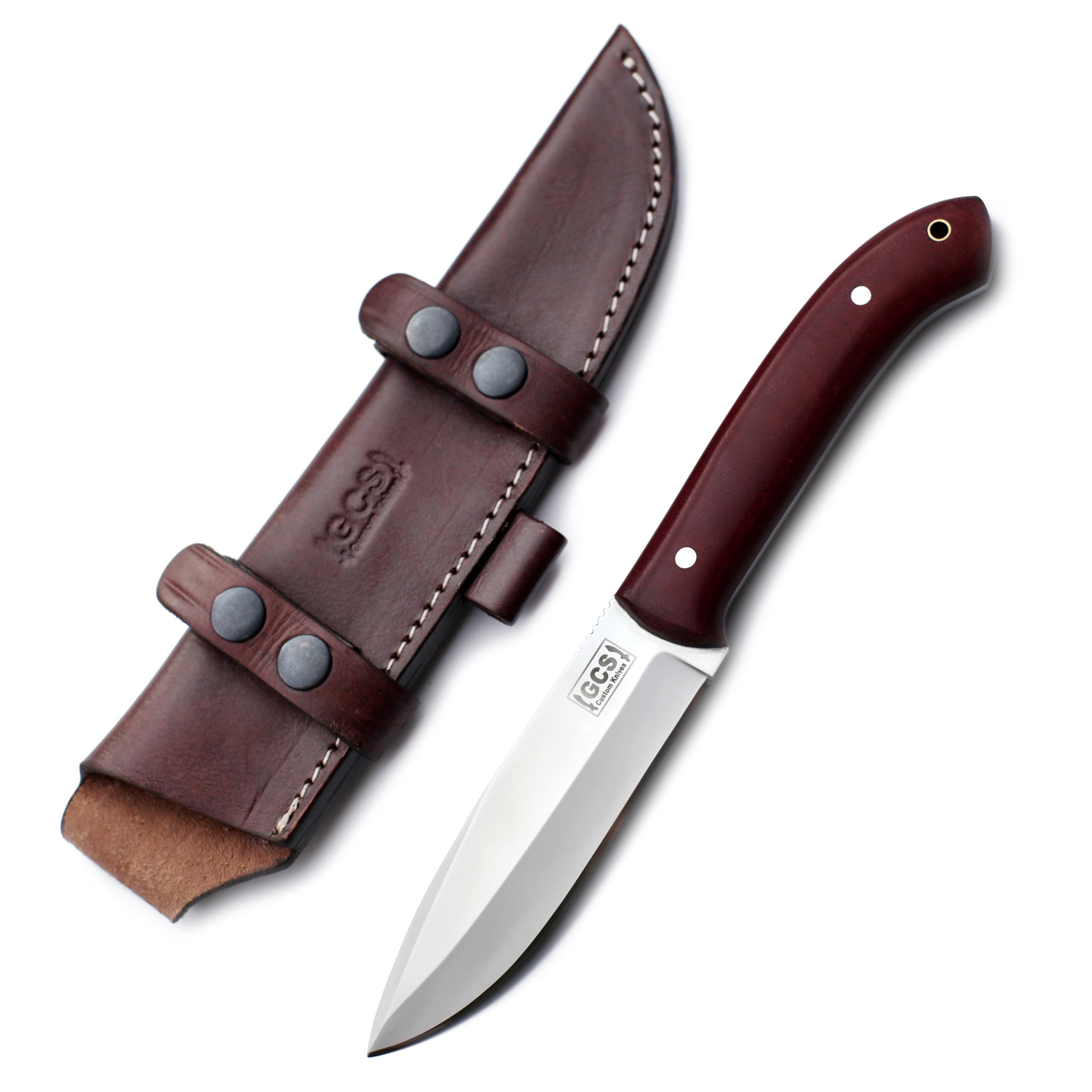 GCS Handmade Full Tang G10 Handle D2 Tool Steel Tactical knife Hunting Knife Camp Knife with leather sheath Full tang blade designed for Hunting & EDC GCS 163