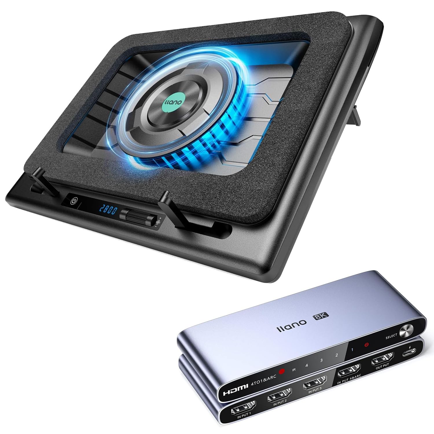 Laptop Cooling Pad&HDMI 2.1 Switch, HDMI Switcher 4K@120Hz 8K@60Hz