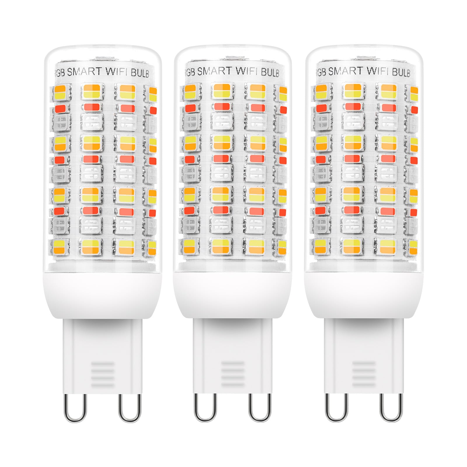 I-SHUNFA Wi-Fi RGBCW Smart G9 LED Bulbs,Compatible with Alexa/Google Home,Multicolour Dimmable,2700K-6500K,AC 120V 4W,400LM Brightness Adjustable 1%-100%,with Musical Rhythm LED Light Bulb,3 Pack