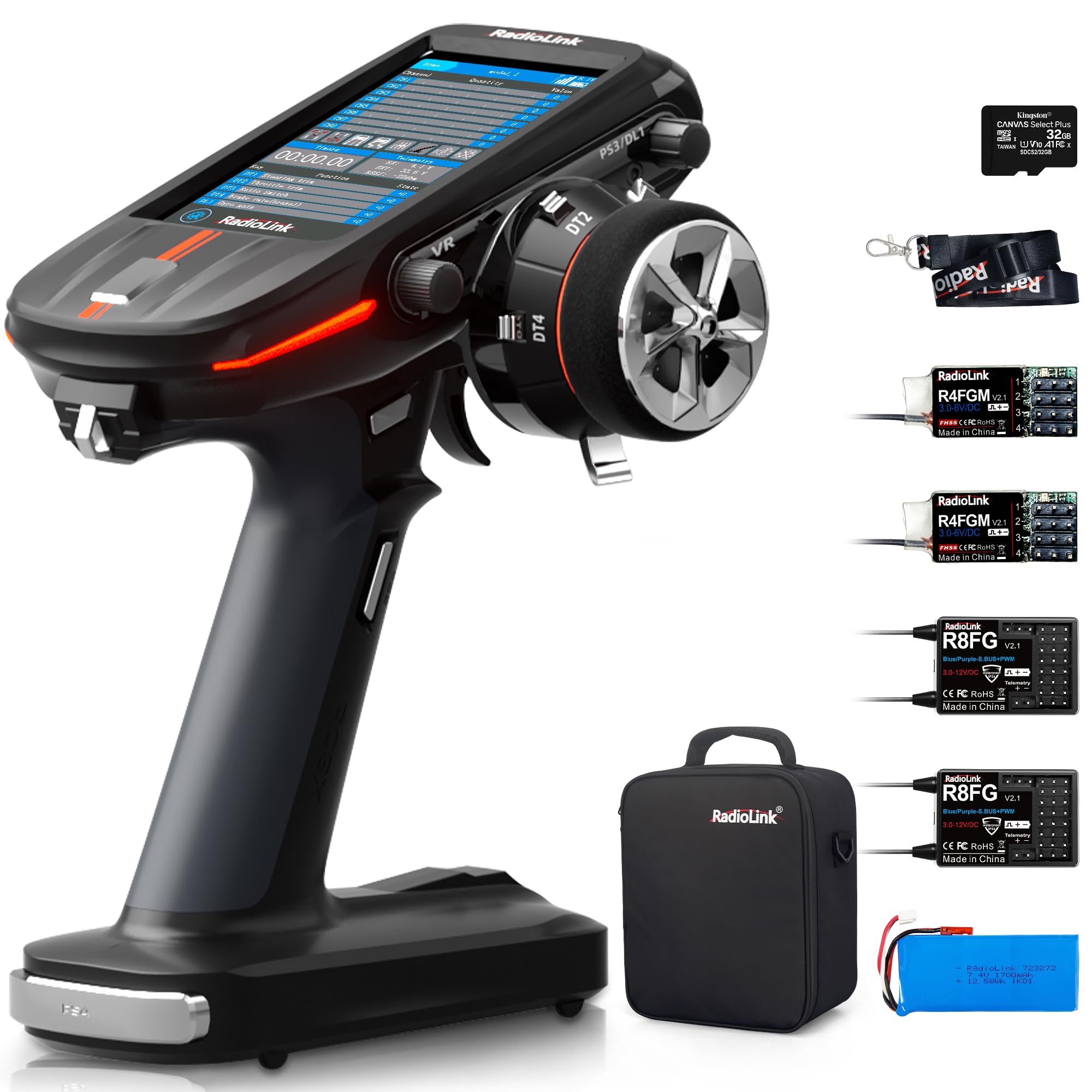 ATA HOBBY Radiolink RC8X 8CH 2.4G RC Transmitter with Newest 2*R8FG V2.1&2*R4FGM V2.1 Gyro Receivers, 600m Long Range, 200 Models for RC Crawler Drifting Cars Boats..