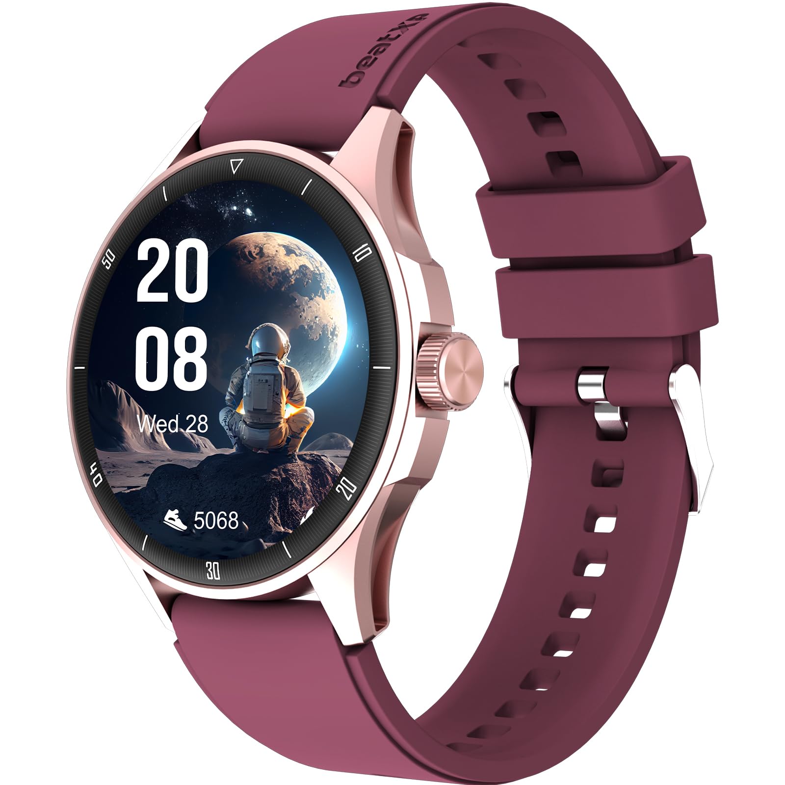 beatXP Vega Neo 1.43" (3.6 cm) Super AMOLED Display, One-Tap Bluetooth Calling Smart Watch, Metal Body, 466 * 466px, 500 Nits Brightness (Gold & Deep Wine)
