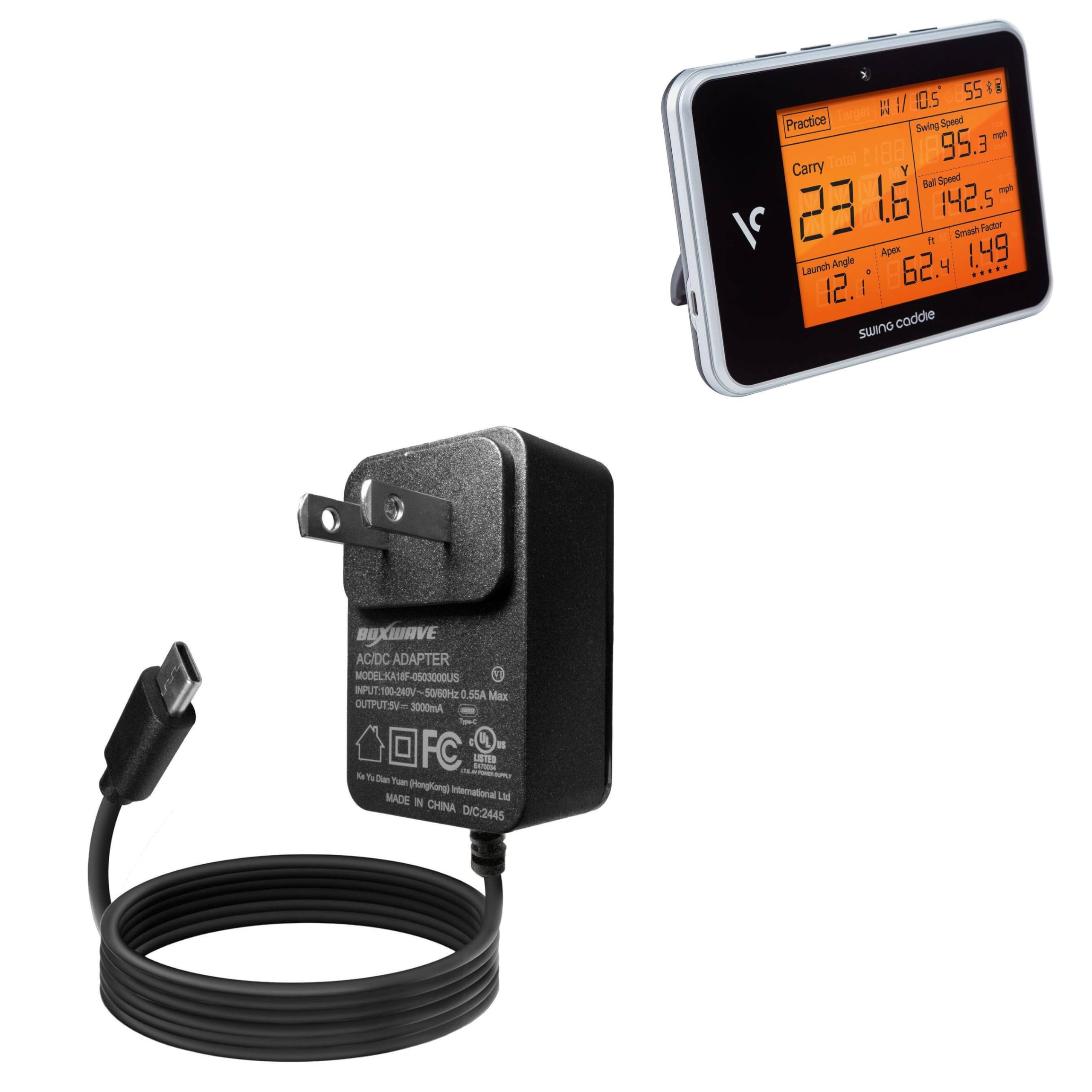 BoxWave Charger Compatible With Voice Caddie Swing Caddie SC300 - Wall Charger Direct (15W), Rapid Charge your device with built-in 3ft Cable