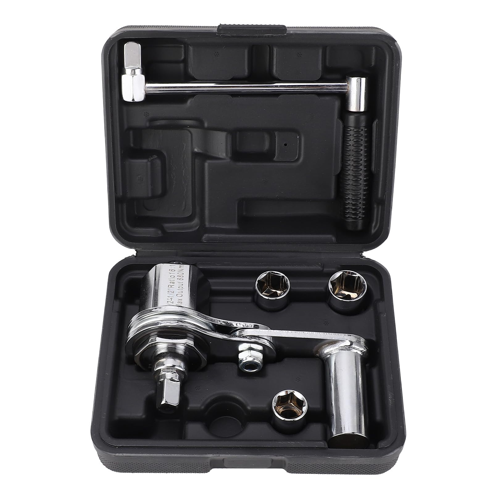 ZAICOLER Wrench Set, 1/2in Torsion Multiplier Wrench Looseing Nuts 1:16 Gear Ratio Car Tire Nut Remover Lug Nut Removal Tool with 17mm 19mm 21mm Sockets for Car Suv