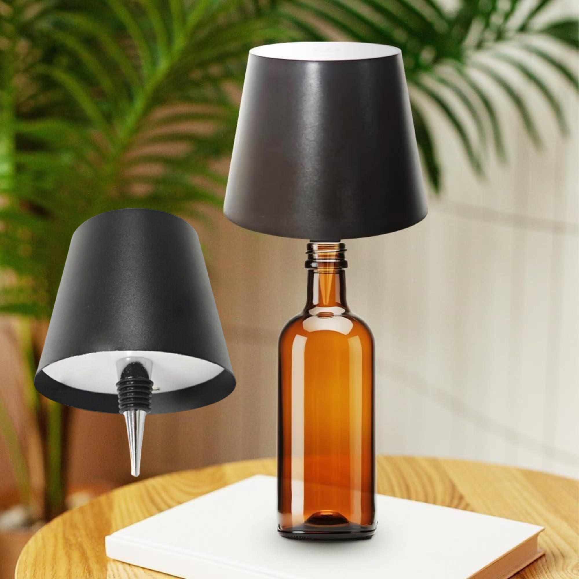 XERGY Wireless LED Bottle Lamp – USB-C Rechargeable, 3-Color Dimmable Touch Light for Liquor Bottles, Bedside, Home & Bar Decor (Bottle Not Included)