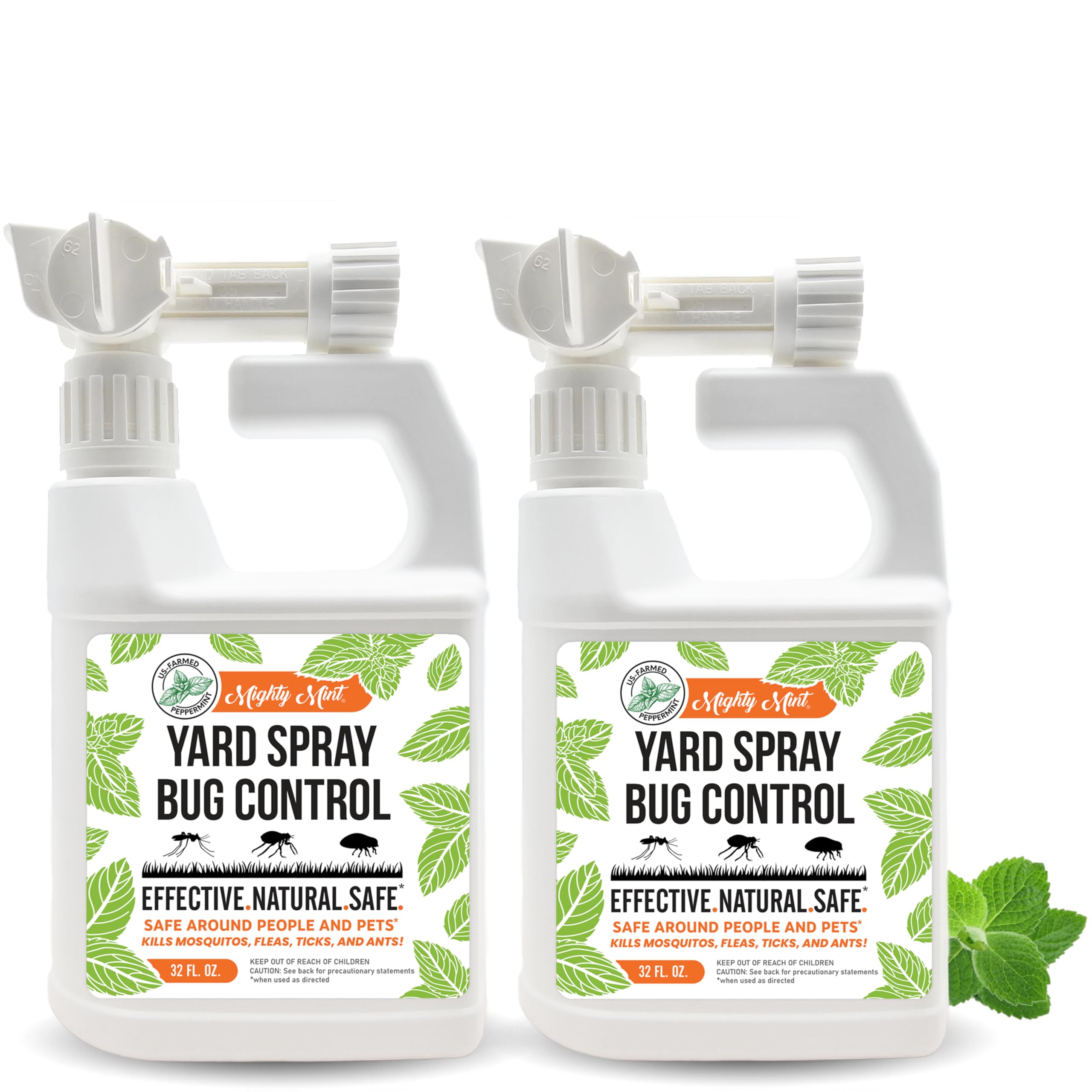 Mighty Mint 32oz Peppermint Bug Control Natural Lawn Yard Spray for Fleas, Ticks, Mosquitos, Ants, and Other Insects - 2 Pack