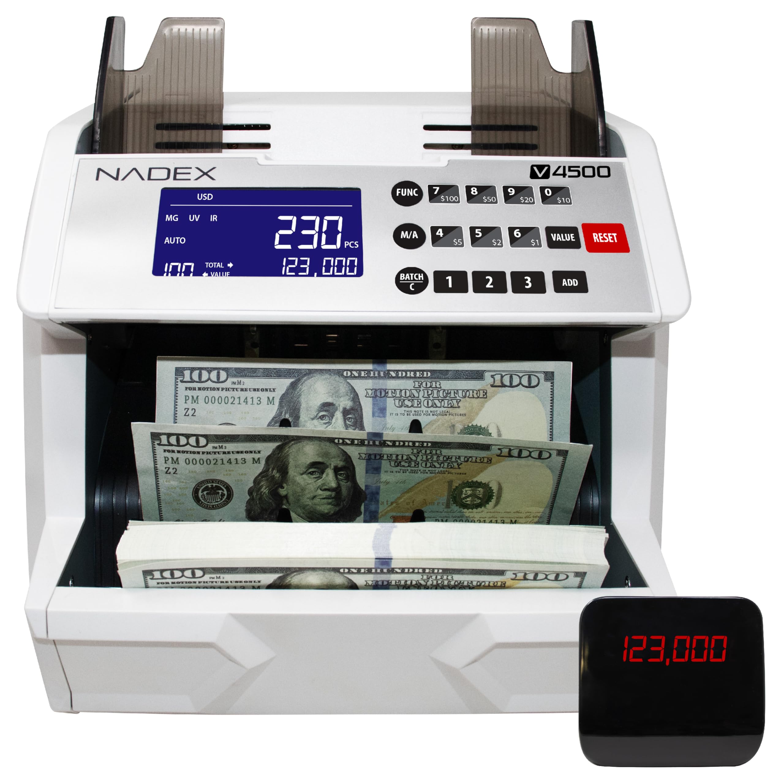 Nadex V4500 Front Loading Bill Counter with Advanced Counterfeit Detection